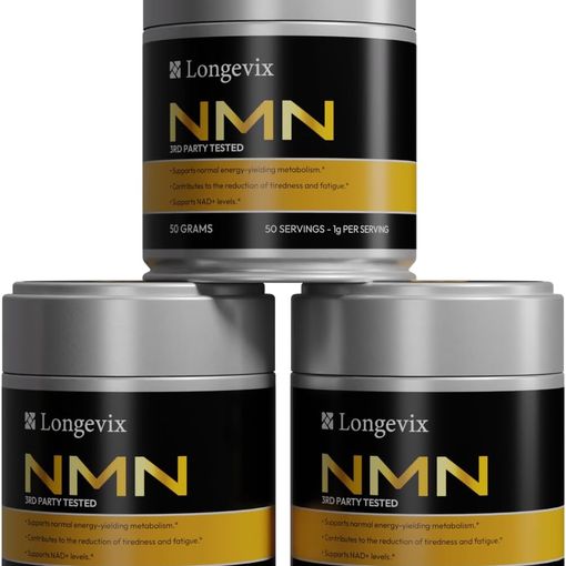 LONGEVIX Pure NMN Powder 50g tub 3-pack nicotinamide mononucleotide supplement