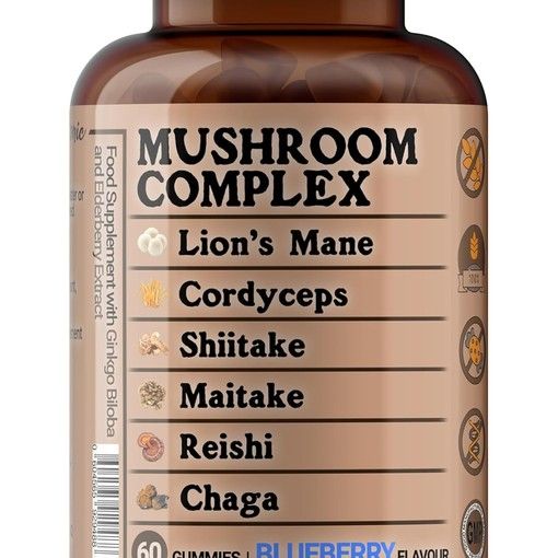 Niagratonic Mushroom Complex Gummies 6-blend with Ginkgo and Elderberry blueberry flavour