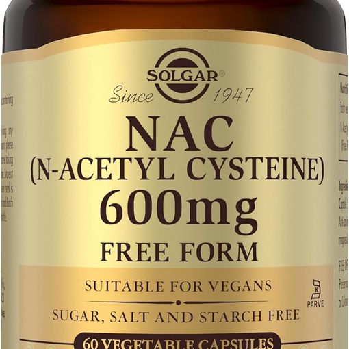Solgar NAC N-Acetyl-Cysteine 600mg 60 Vegetable Capsules bottle