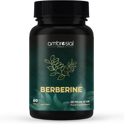 Ambrosial Herbals Berberine HCL 500mg capsules bottle