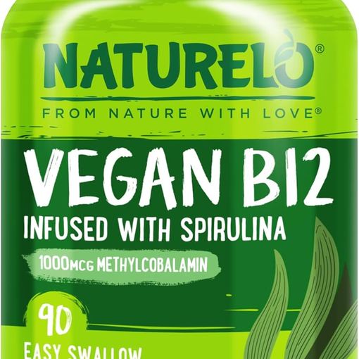 NATURELO Vegan B12 with Spirulina capsule bottle